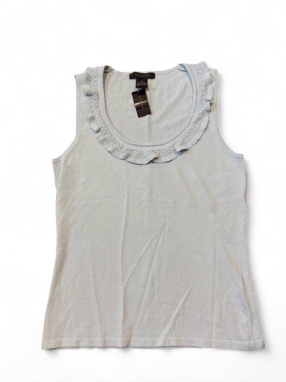 NWT The Limited Light Blue Ruffle Scoop Neck Tank